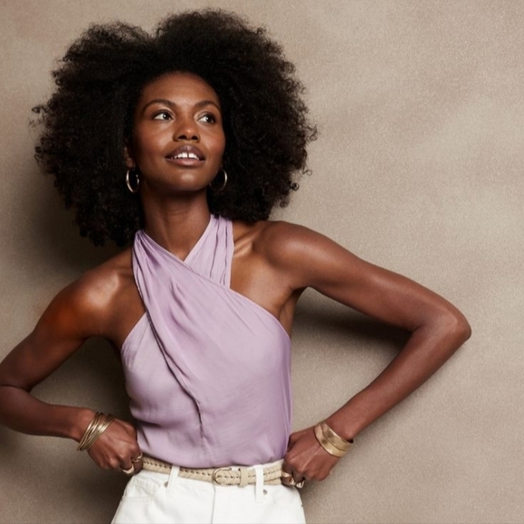 Banana Republic Factory Womens Cross Front Halter Top Light Purple Size xl - Picture 1 of 11